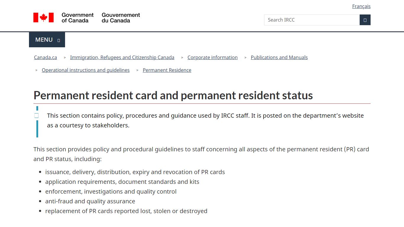 Permanent Resident Card and Status - Canada.ca